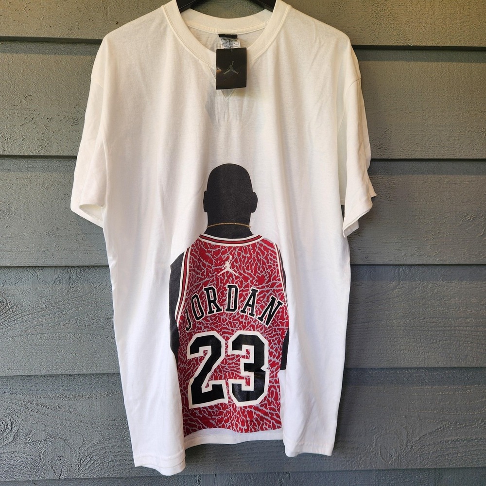 Jordan Shirt Mens Large White Back Jersey 23 Basketball Graphic T-Shirt Tee 2007